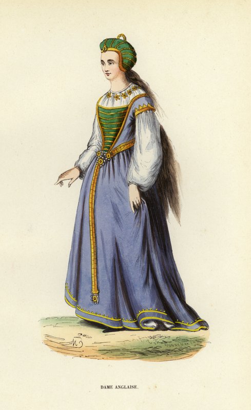 Dame Anglaise (farget gravering) av European School