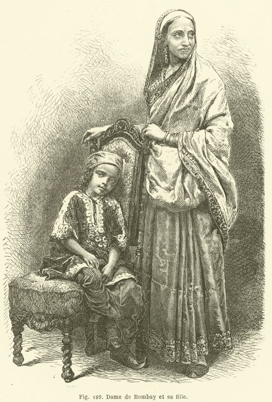 Lady of Bombay og datteren hennes (gravering) av European School