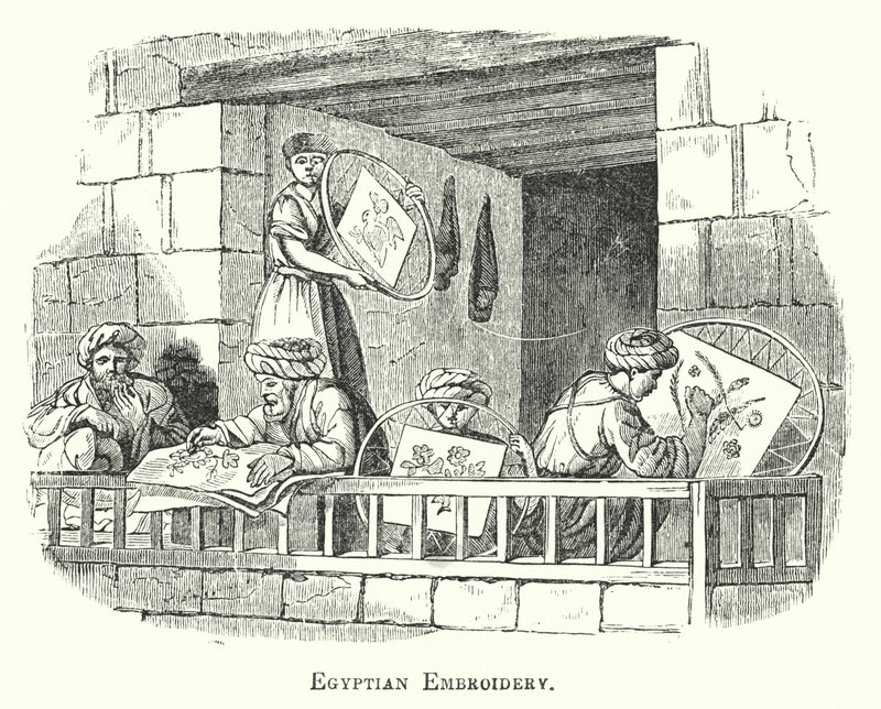 Egyptisk broderi (gravering) av European School