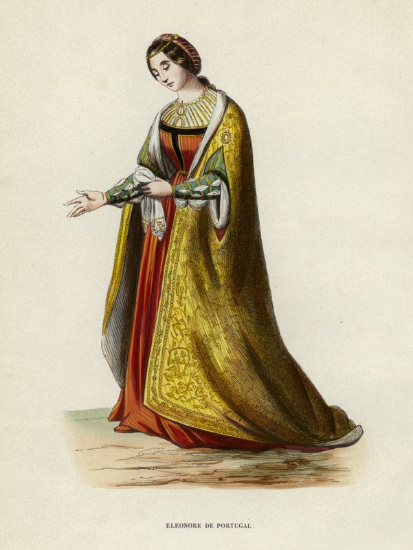 Eleonore De Portugal (farget gravering) av European School