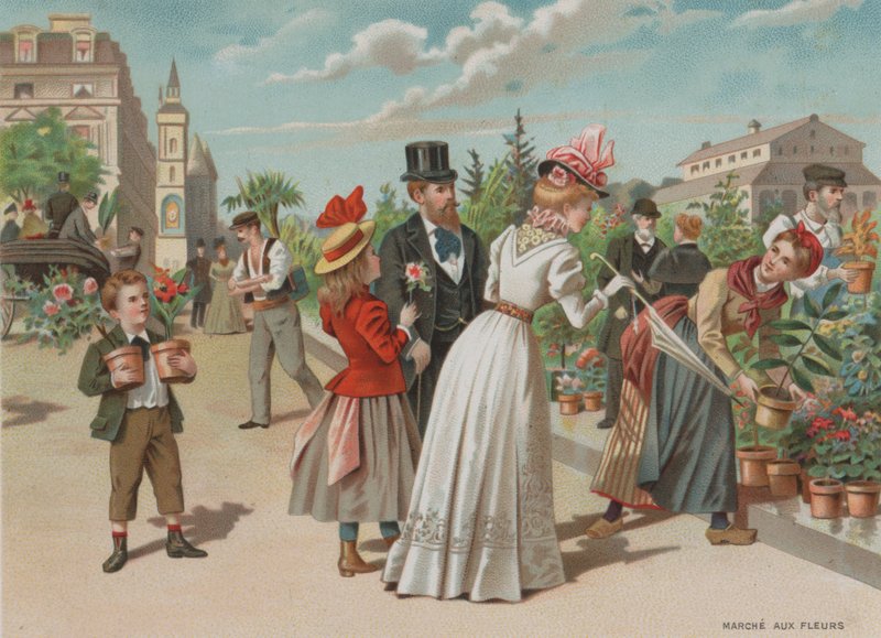 Blomstermarked (chromolitho) av European School
