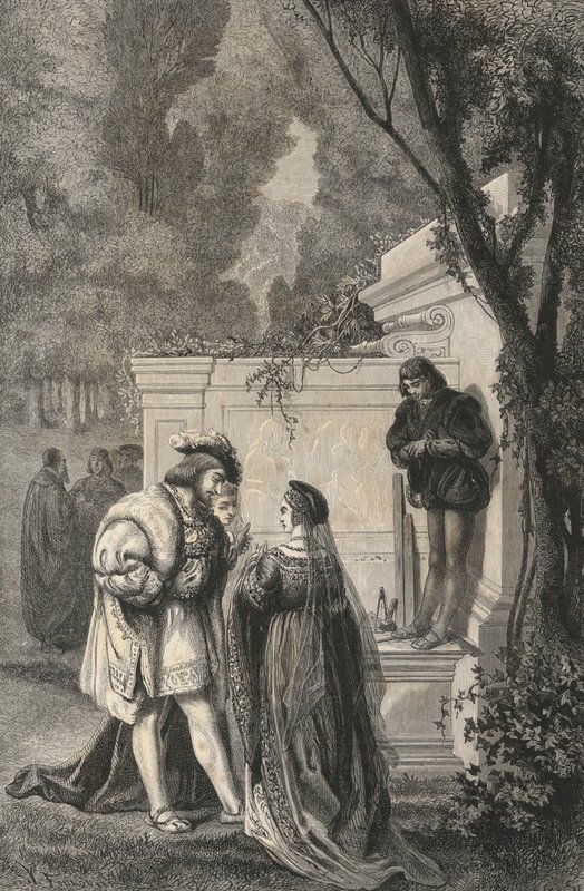 Francis I og hans kunstnere (gravering) av European School
