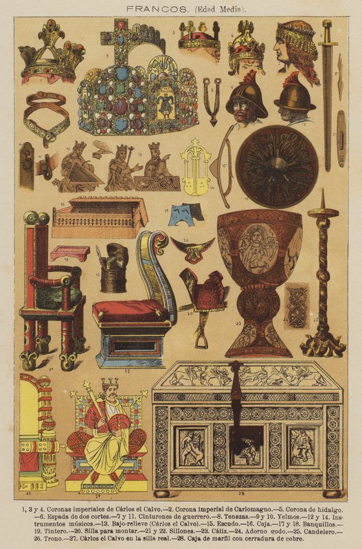 Francos, middelalder (farge litho) av European School