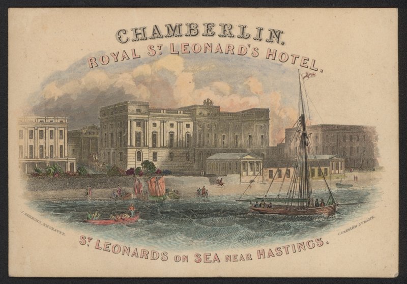 Hotel Trade Card (farget gravering) av European School