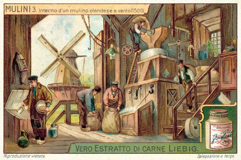 Interiør i en nederlandsk vindmølle, 1500 av European School