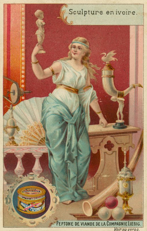 Elfenbensskulptur (chromolitho) av European School
