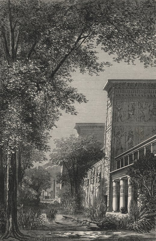 Hage til et egyptisk tempel (gravering) av European School
