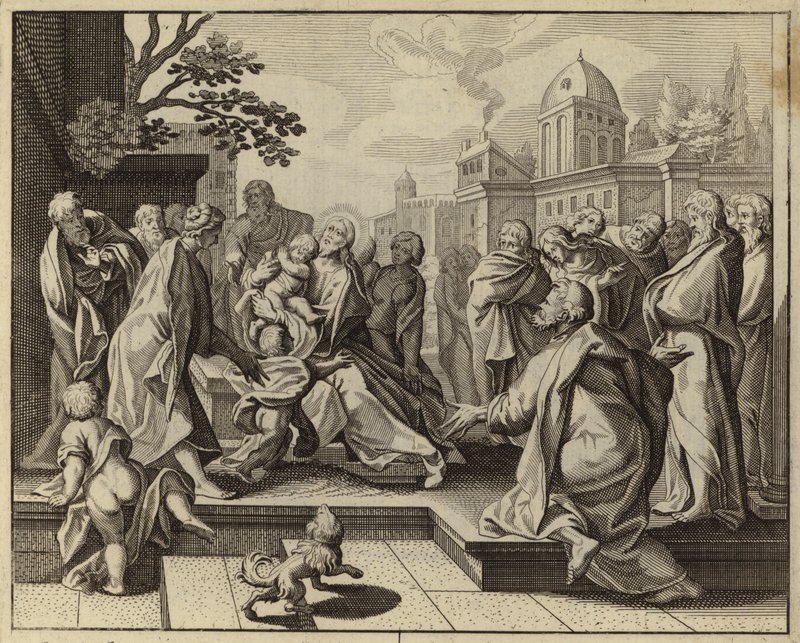 Jesus Kristus velsigner de små barna (gravering) av European School