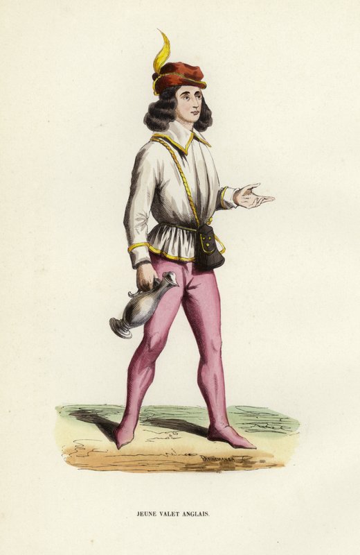 Young English Valet (farget gravering) av European School