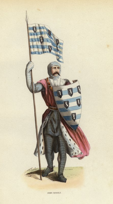 John Sitsylt (farget gravering) av European School