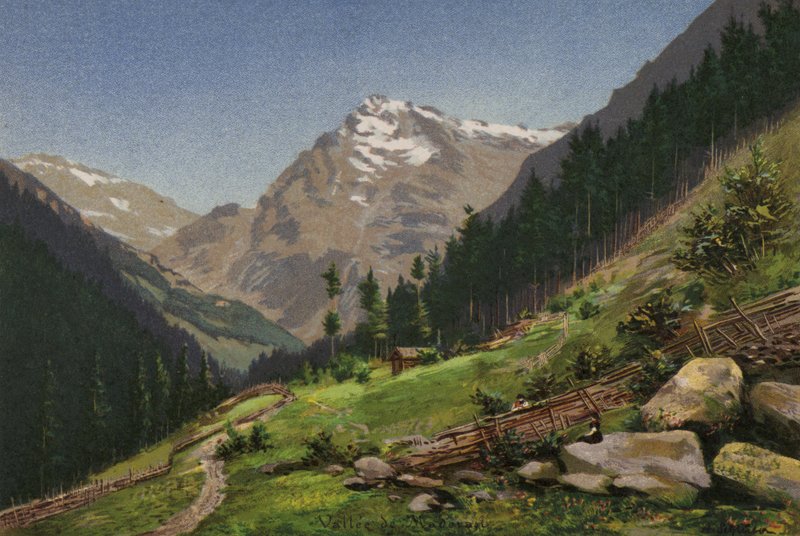 Vierwaldstättersee: Maderanertal (farge litho) av European School