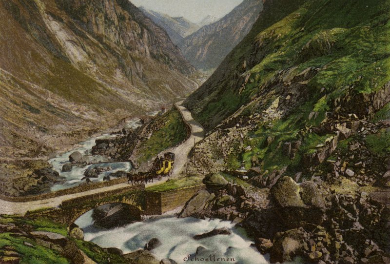 Vierwaldstättersee: Schollenen (farge litho) av European School