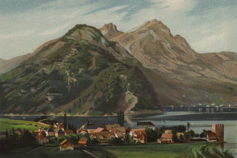 Vierwaldstättersee: Stansstad (farge litho) av European School