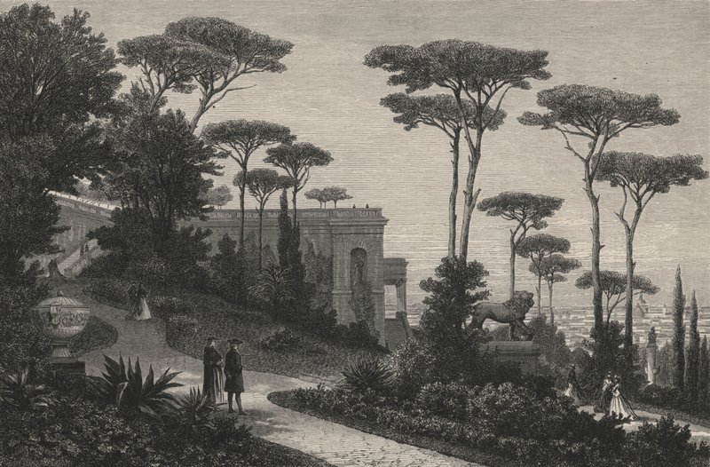 Le Monte-Pincio A Roma (gravering) av European School