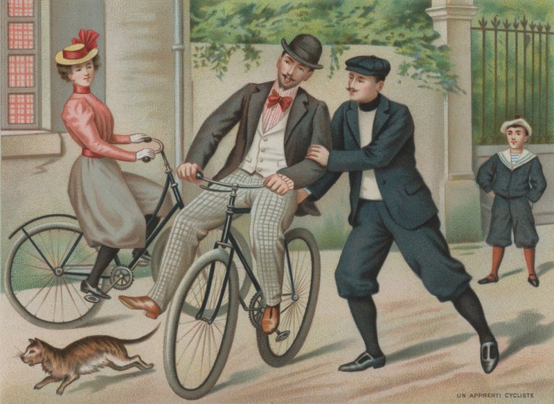 Lære å sykle (chromolitho) av European School