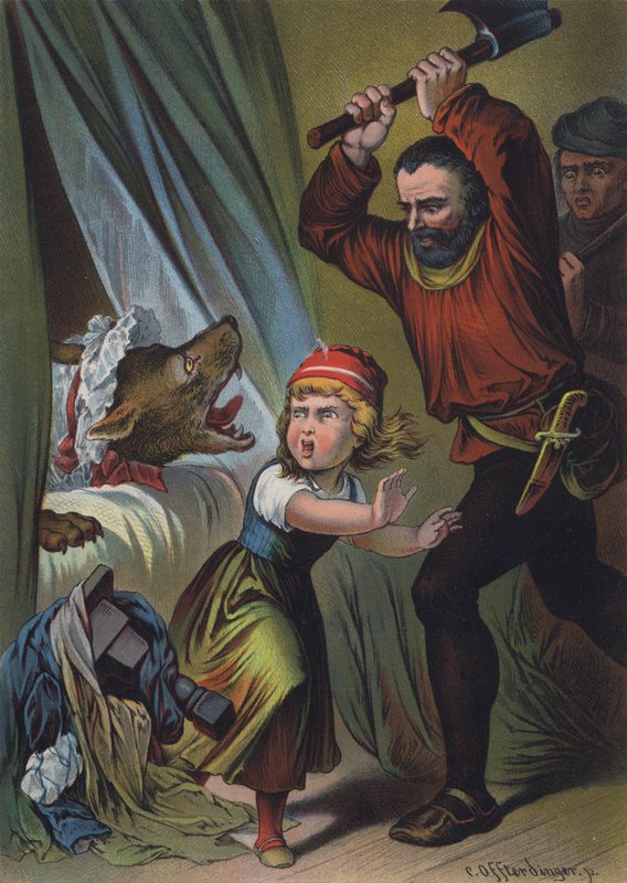 Rødhette (farge litho) av European School