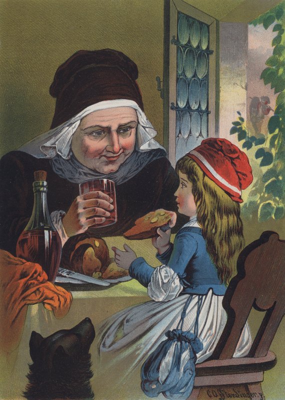 Rødhette (farge litho) av European School
