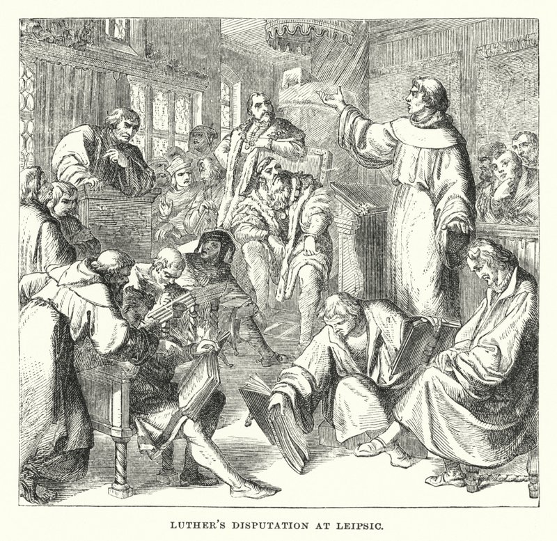 Luthers disputas ved Leipsic (gravering) av European School