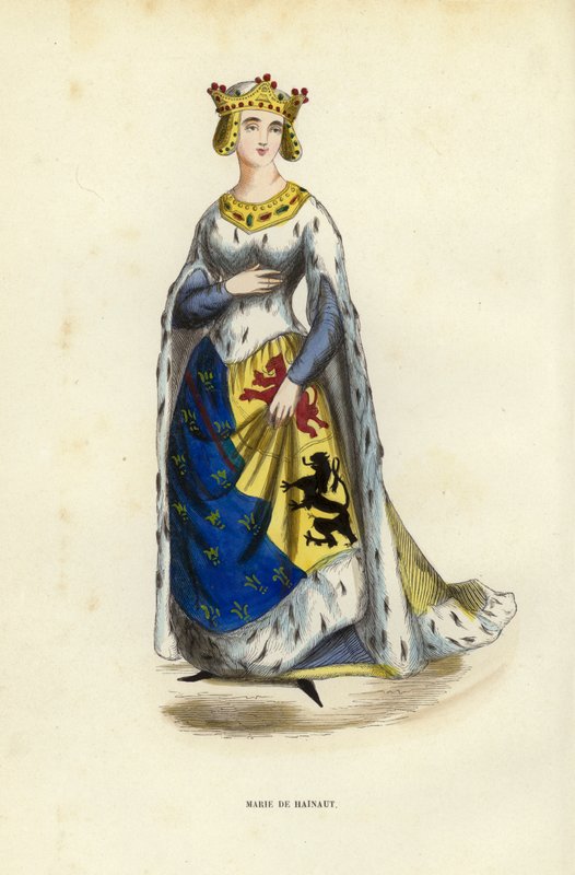 Marie De Hainaut (farget gravering) av European School
