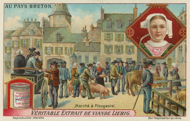 Marked i Plougastel (chromolitho) av European School