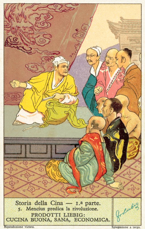 Mencius forkynner revolusjon (chromolitho) av European School