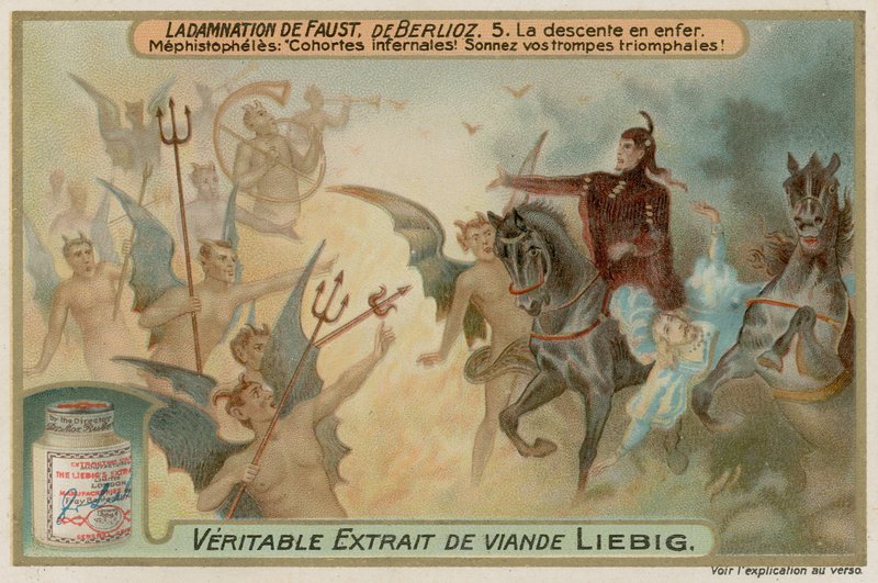 Mephistopheles ankommer helvete med Faust av European School