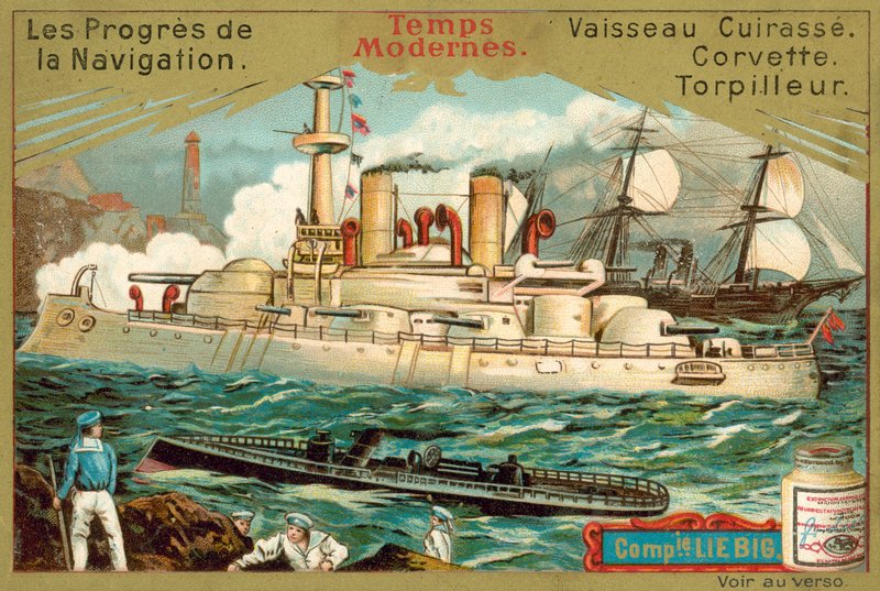 Moderne krigsskip (chromolitho) av European School