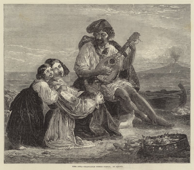 Napolitansk Fisher Family (gravering) av European School