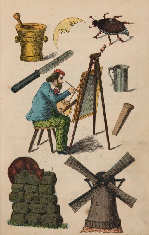 Side fra den magiske boken (farge litho) av European School
