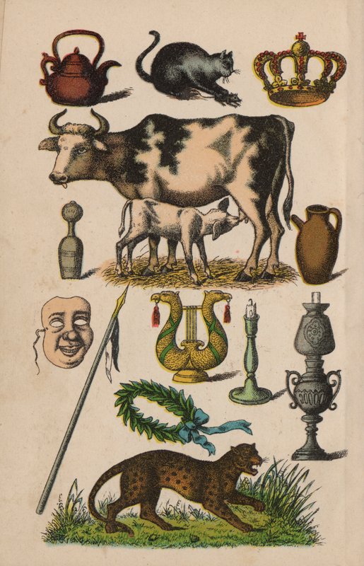Side fra den magiske boken (farge litho) av European School