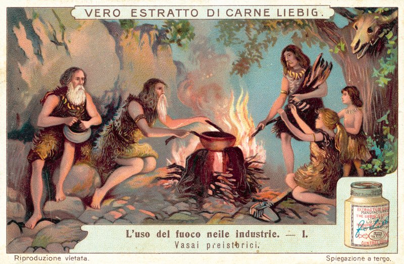Forhistoriske pottemakere (chromolitho) av European School