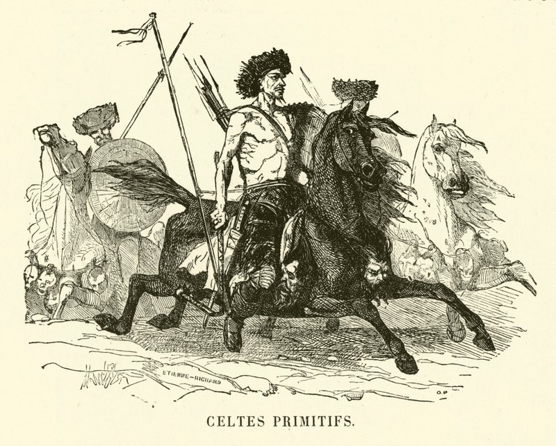Primitive keltiske krigere (gravering) av European School
