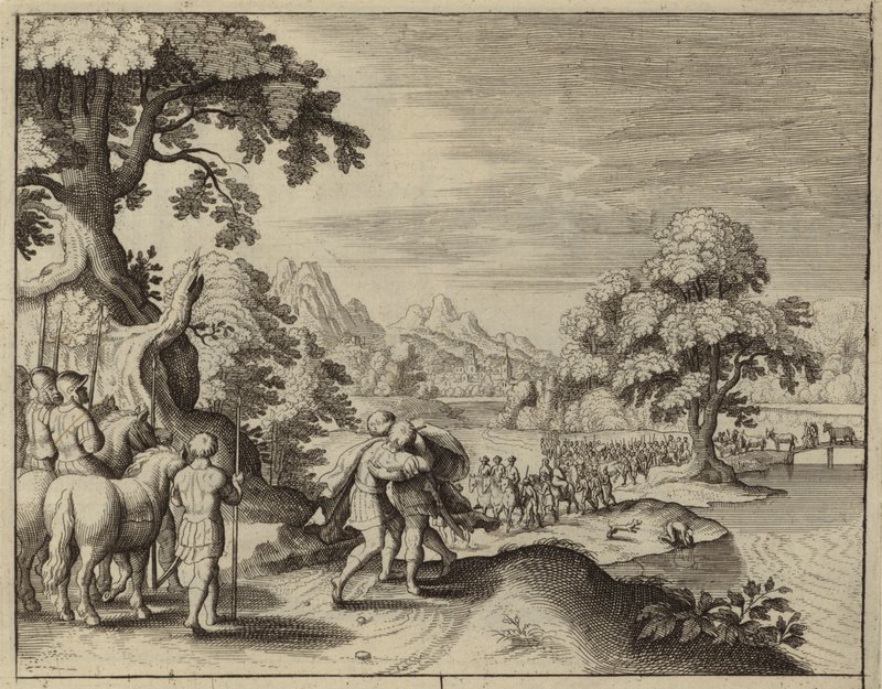 Forsoning av Jakob og Esau (gravering) av European School