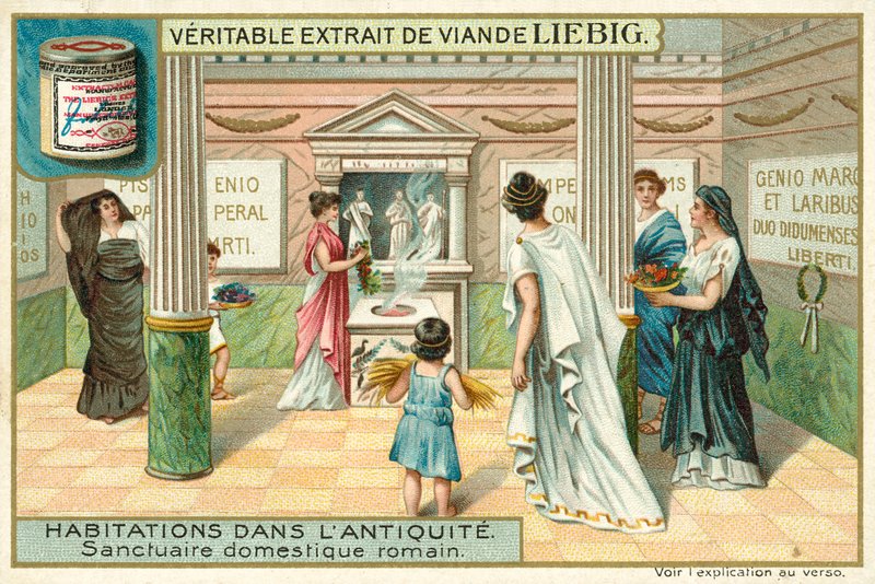 Helligdom i et romersk hjem (chromolitho) av European School