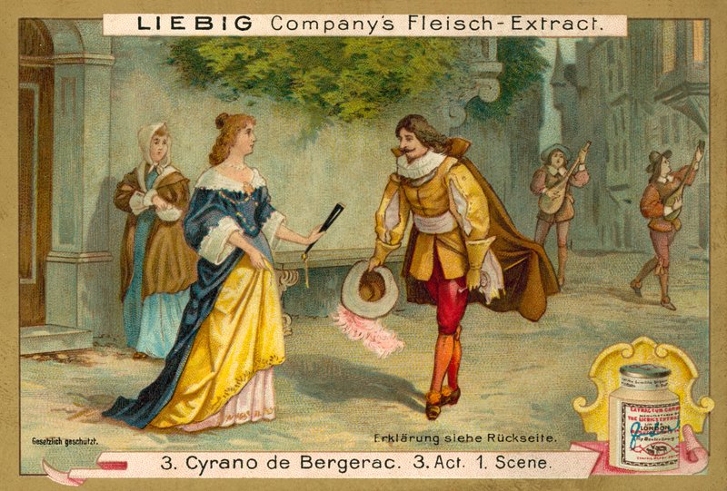 Scene fra Cyrano de Bergerac (chromolitho) av European School
