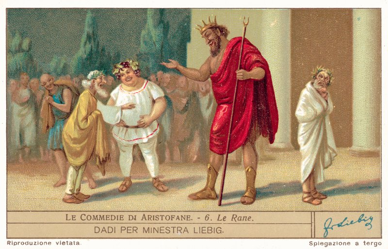 Scene fra The Frogs (chromolitho) av European School
