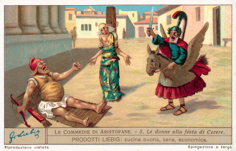 Scene fra Thesmophoriazusae (chromolitho) av European School