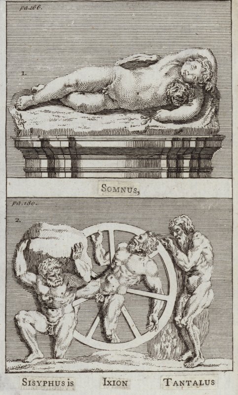 Søvn, Sisyfos, Ixion, Tantalus (gravering) av European School