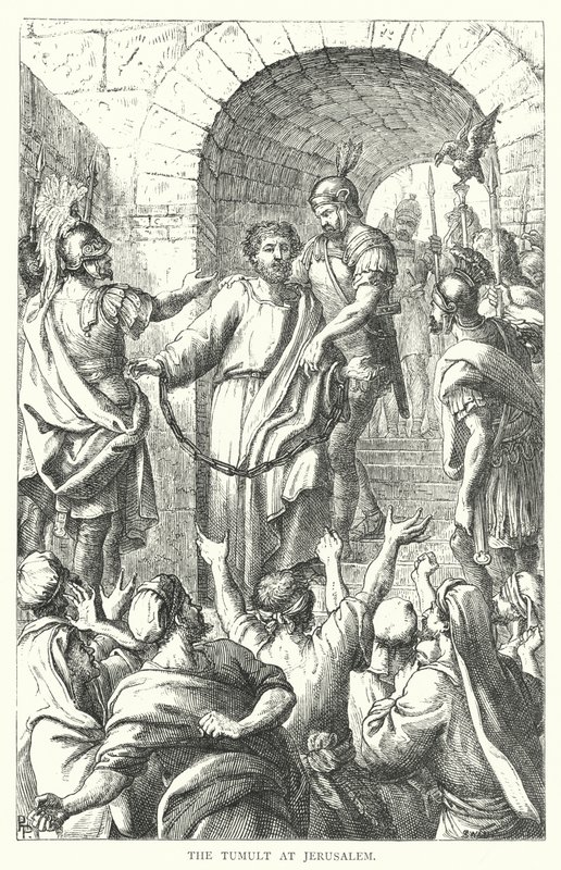 Tumulten i Jerusalem (gravering) av European School