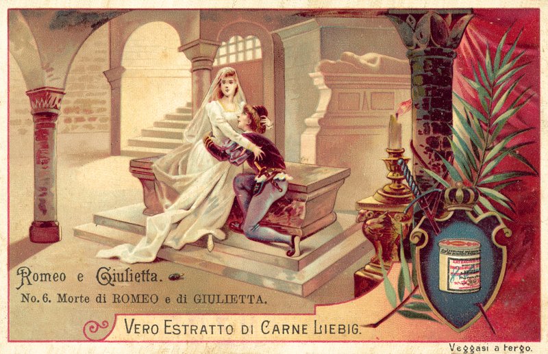 Romeo og Julies død (chromolitho) av European School