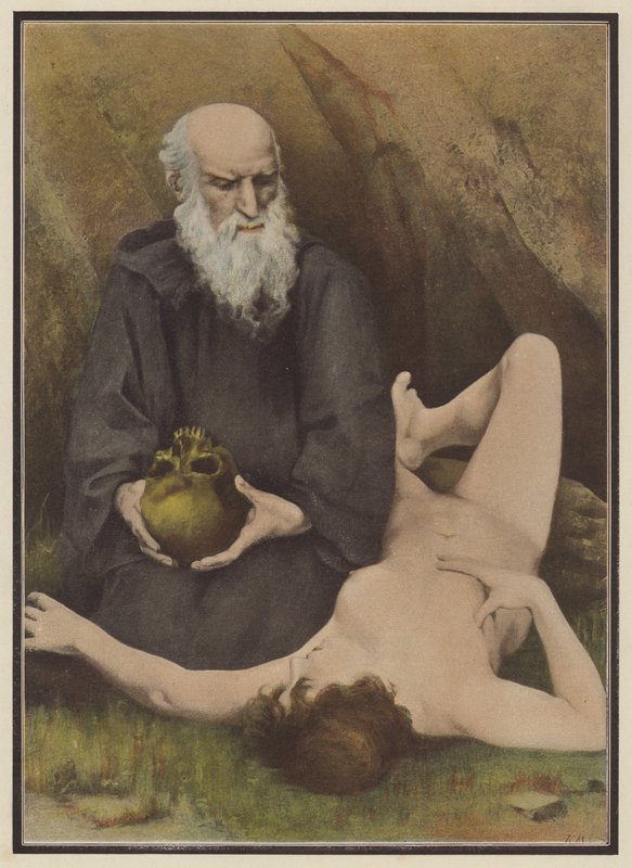 Fristelsen til St Anthony (farge litho) av European School