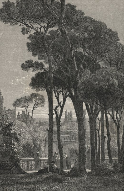 Villa D'Este A Tivoli (gravering) av European School