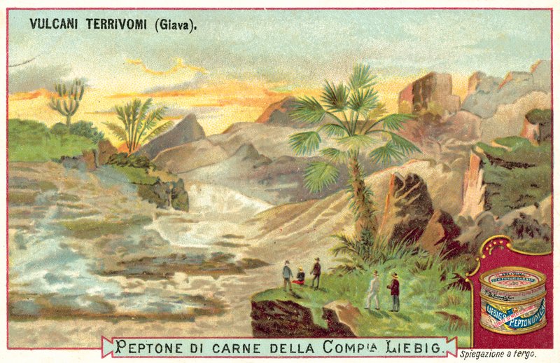 Vulkaner i Java, Indonesia (chromolitho) av European School