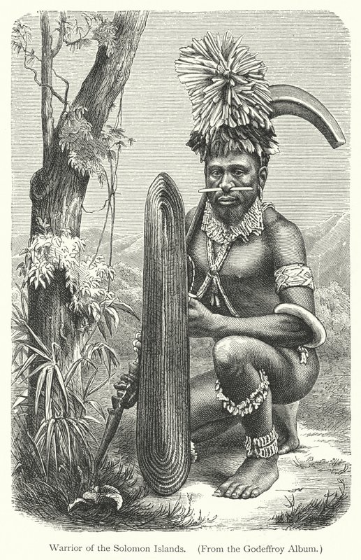 Warrior of Salomon Islands (gravering) av European School