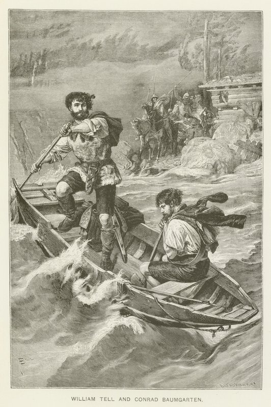 William Tell og Conrad Baumgarten (gravering) av European School