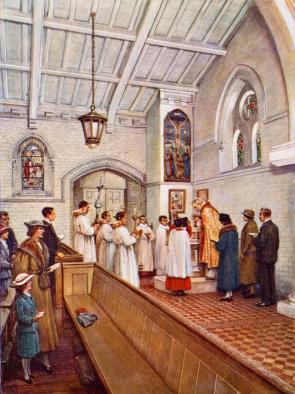 "Døp alle nasjoner" (farge litho) av Evelyn Stuart Hardy
