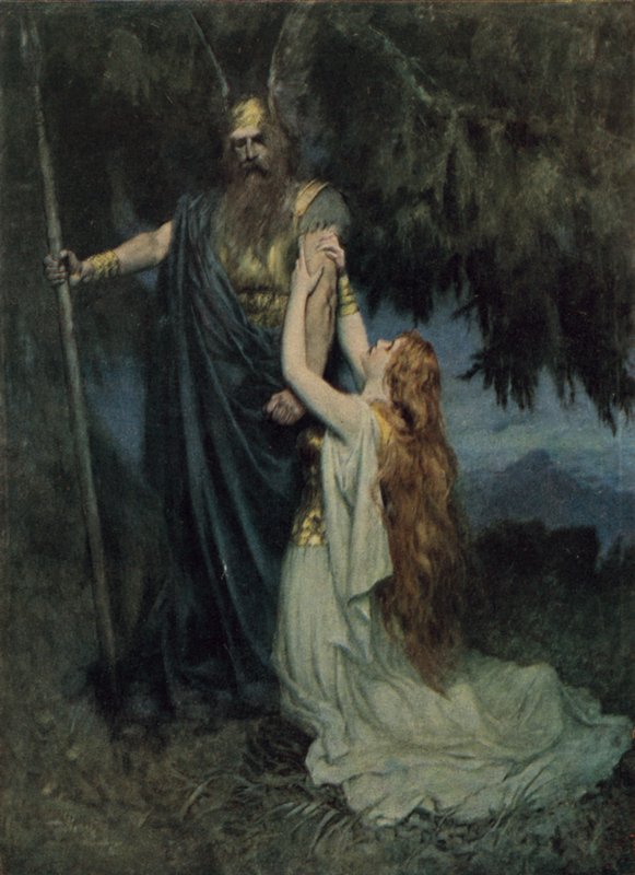 Brunnhilde knelte ved føttene hans av Ferdinand Lecke