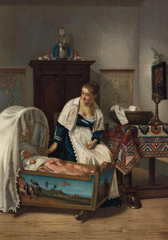 Den unge moren (chromolitho) av Florent Willems