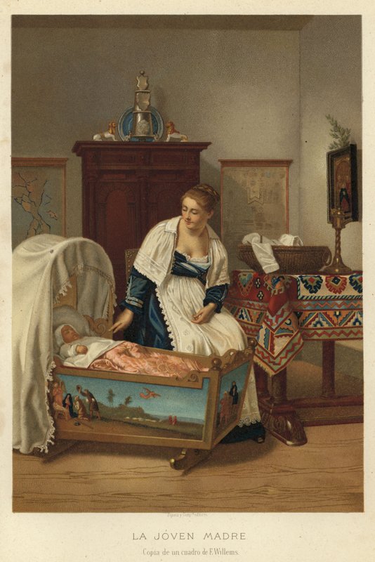 Den unge moren (chromolitho) av Florent Willems
