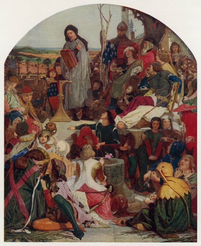 Geoffrey Chaucer ved hoffet til kong Edward III av England av Ford Madox Brown